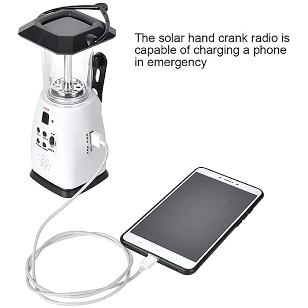 D239 Solcelled Radio Bærbar Multifunksjonell Mobil Lading Nødalarm Lyd Campinglys for Utendørs