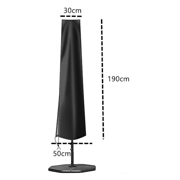 Parasolltrekk, 210D Oxford-stoff, Heavy Duty, Anti-UV, Vanntett, Dobbeltlags Parasolltrekk med Glidelås (190x30x50cm, Svart)