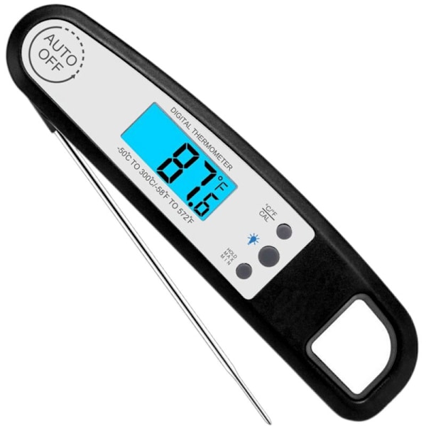 Kjøkkenverktøy Kjøttgrill Instant Read Digital Elektronisk Mattermometer for Utekoking BBQ Grill Brettbart Termometer Svart