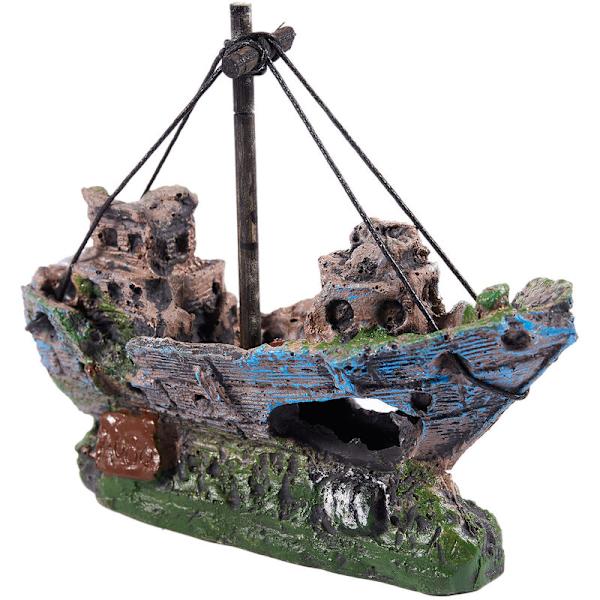 Akvarium Dekoration Skeppsbrott Ornament Skepp Sjunkande Segelbåt