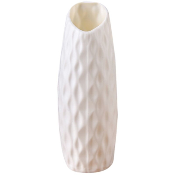 Nordisk plastvas Anti-dropp enkel blomvas Imitation keramik Blomkruka Dekoration Blomvas för heminredning, Vit