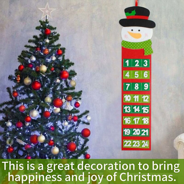 20x65cm Julekalender Nedtælling Julemand Snemænd Advent Kalender Stof Nytår Dør Væg Dekorationer Julegaver Nedtælling Kalender fo