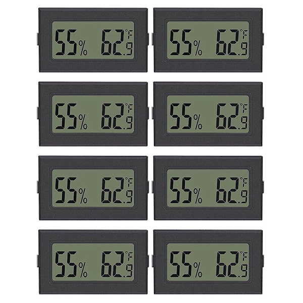 8 Pak Mini Termometer Hygrometer LCD Display Elektronisk Digital Termometer Hygrometer Temperatur Fugtighedsmåler