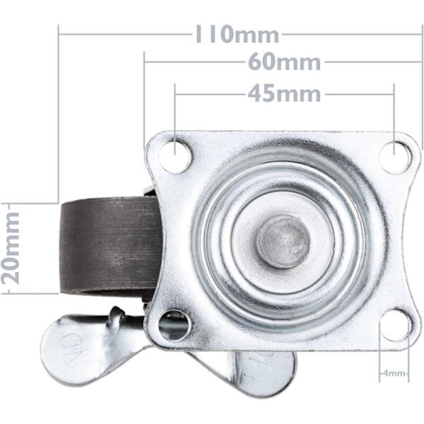 Industrielle svingbare hjul med brems 50 mm 2 stk