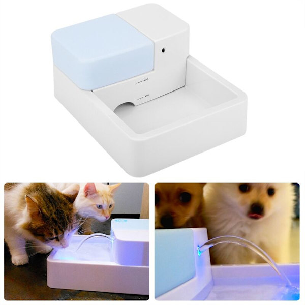 Elektrisk Automatisk Vattendispenser för Valp Hund Katt med LED-Nattlampa