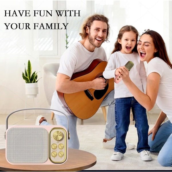 Mini karaokemaskin för vuxna och barn, bärbar Bluetooth karaoke-högtalare med 2 trådlösa mikrofoner för TV, House Party, present till hemmet