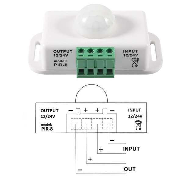 DC 12V/24V 8A Krop Infrarød PIR Bevægelsessensor Afbryder LED Auto Lysstrimmel, PIR Sensor LED Bevægelsessensor Afbryder
