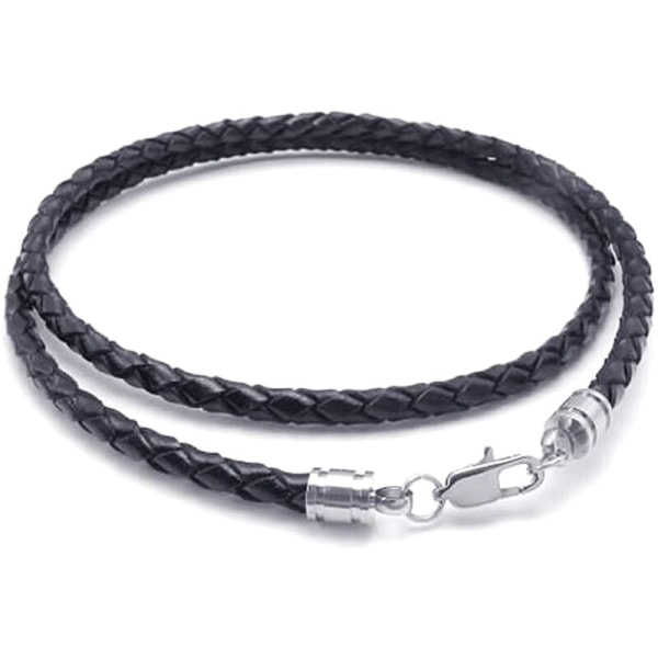 Halsband - 3mm sladd - Läder - Rostfritt stål - för - Färg Svart Silver - Med väska - 70cm