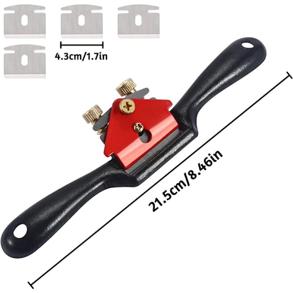 Flyveplan Håndplan, Træbearbejdnings Håndværktøj, 9'' Justerbar Spokeshave Manuel Planer med 4 Blade