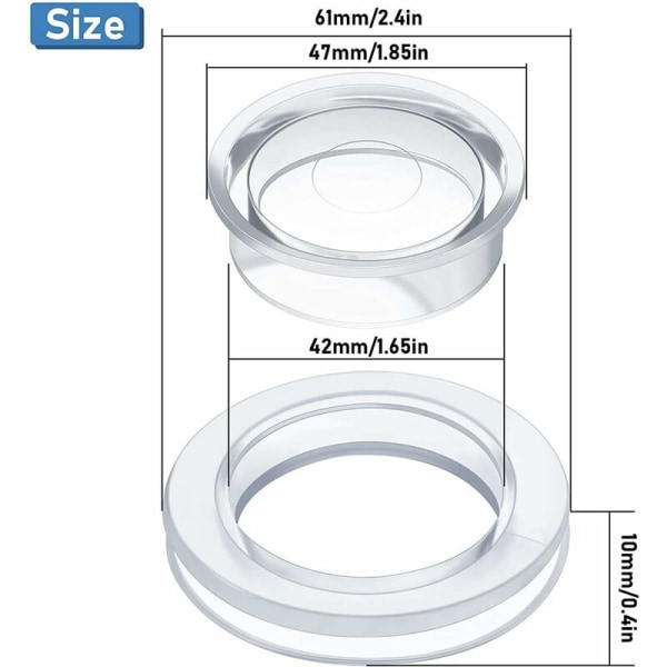 3-pakning med paraplyringer og -hetter til hagebord, tykkere hullringplugger og -hetter for standard paraplystørrelse (gjennomsiktig)