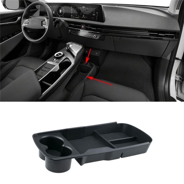 For EV6 2022 2023 Armrest Oppbevaringsboks Midtkonsoll Organizer Skuff Interiør Tilbehør Svart