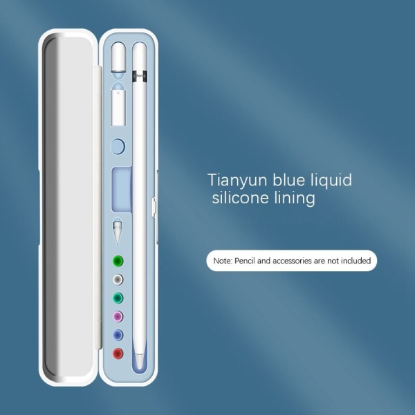 Apple Pencil oppbevaringsboks, multifunksjonell bærbar hardt deksel for Apple Pencil 1/2 (lyseblå)