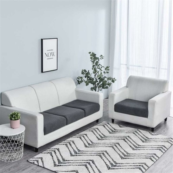 Soffa Kuddeöverdrag, Kuddeöverdrag, Halksäker Elastisk Sitsöverdrag, Möbelöverdrag (Mörkgrå, 1 Sits, 6590Cm) HIASDFLS