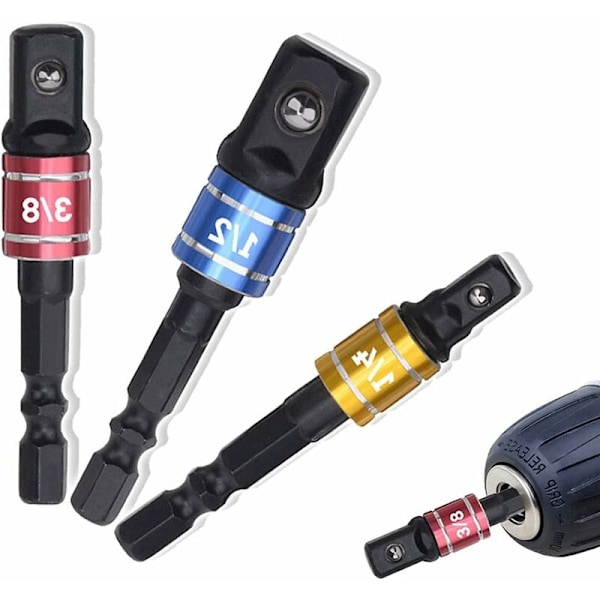 Kvadratisk Socket-hållare Adapter 1/4\" 3/8\" 1/2\" Socket-hållare Adapter för Slagmejsel Socket-hållare Adapter Slagmejsel Borrmejsel Socket Färgad