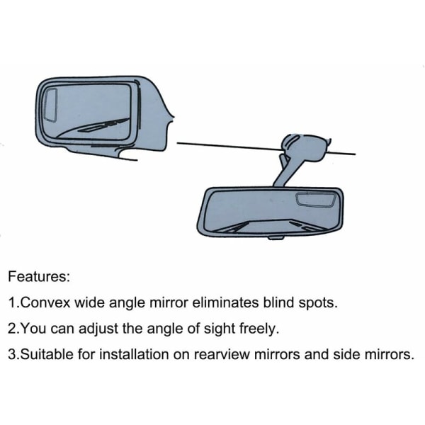 360° roterende blindsonespeil, justerbart vidvinkel bakspeil HD glass konvekst sidespeil for bil