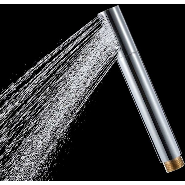 Handdusch i Massivt Koppar, Trycksatt, Vattenbesparande, Duschmunstycke, Kromfinish, Handdusch (Rund)