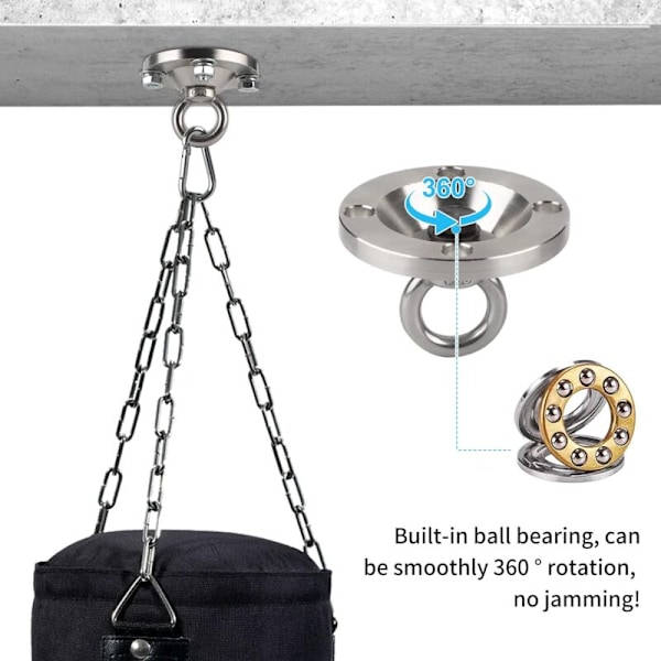 Takkrok för Hängstol, Tung Duty Krok, Swivel Krok med Lager, 360° Rotation, 500kg, Tung Duty 304 Rostfritt Stål Takkrok, Swivel