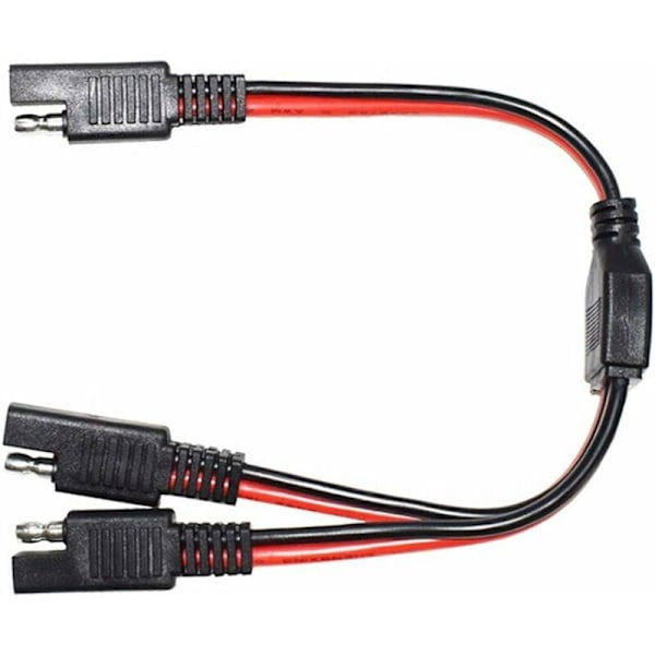 SAE Y SAE 1 til 2 Splitter Forlængerkabel, 14AWG Strømforlængerkabel Adapter SAE Stik Forlængerkabel Splitter Stik til Solpanel, 30CM