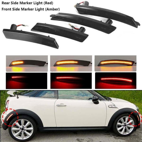 LED-sidomarkeringsljus för Mini R55 R56 R57 R58 R59 R60 R61