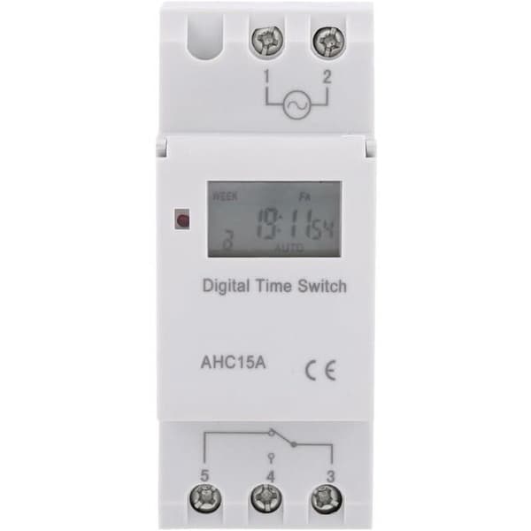 LCD-timer, ukentlig elektrisk tidsplanlegger, digital timerbryter 15A(220V), FDC,