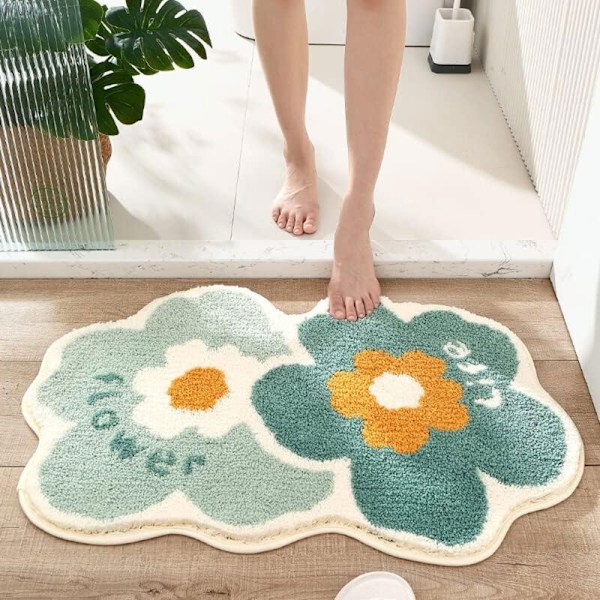 Enkel Blomma Badrumsmatta Absorberande Halksäker, Fräsch Hushålls Entrématta, Sovrumsmatta, Dörr