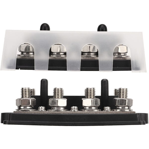 Busbar til Marine RV Batteri Terminal Strømfordelingsblok 2 Rækker M8 Stud DC12-48V 150A Sort