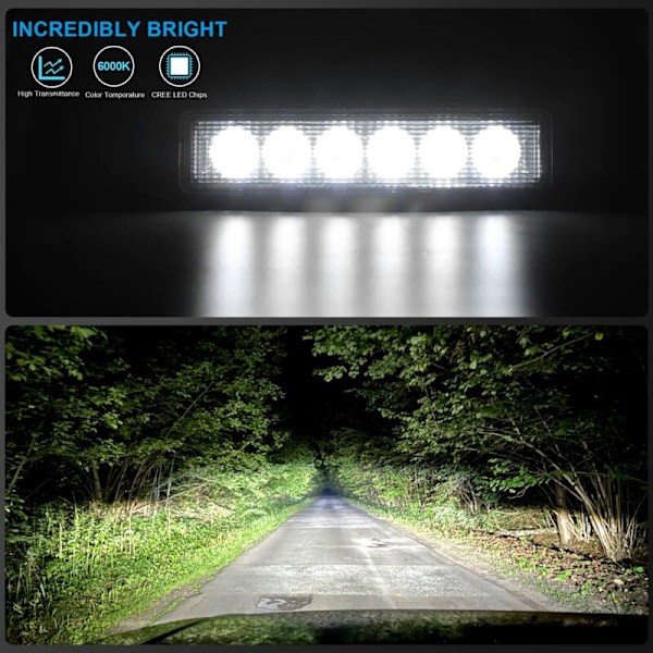 LED Arbejdslys 12V 18W Bil LED Projektor 12v Spot Flood LED Tågeforlygter 9,200lm Arbejdslys til Bil Lastbil Traktor SUV Båd [2 stk]