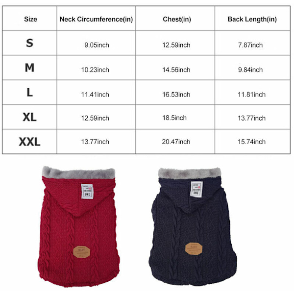 Kæledyrstøj Strikkede Hættetrøje til Hund Kat Pullover Sweatshirt Varmt og Blødt Vintertøj til Hunde Små og Mellemstore Kæledyr, Blå, M