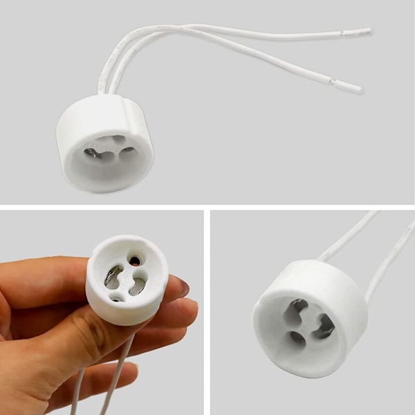 GU10 Spot-lampunpidike silikonikaapelilla, 0-250V 2A max. 300W, vakio GU10-liitäntä keraamisella pohjalla, liitäntäsovitin halogeenivalaisimille ja LED-kattovalaisimille