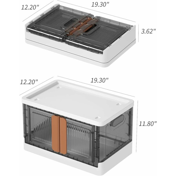 Plastförvaringslåda, 32L hopfällbar förvaringslåda, förvaringslåda, med lock och 4 stapelbara hjul, för kläder, leksaker, böcker, kök, sovrumsförvaring (pac