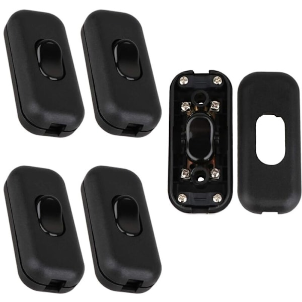 5 st 6 Ampers Lampa Torpedobrytare Rocker, AC 250V Svart Sladdbyte (Svart)