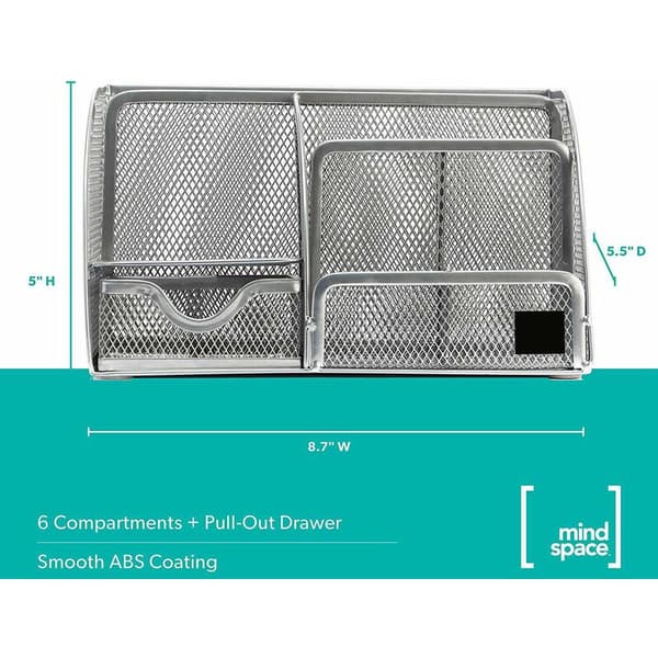 Mesh Collection 6-facksskrivbordslådefinisher, silver