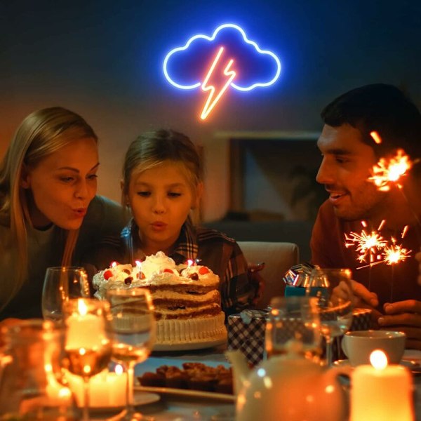 Neon-valo, akryyli-pilvi neon-valo, paristo- tai USB-virralla toimiva seinäneon-valo, LED-koristeellinen neon-valo makuuhuoneeseen, lastenhuoneeseen, olohuoneeseen, baariin, Pa