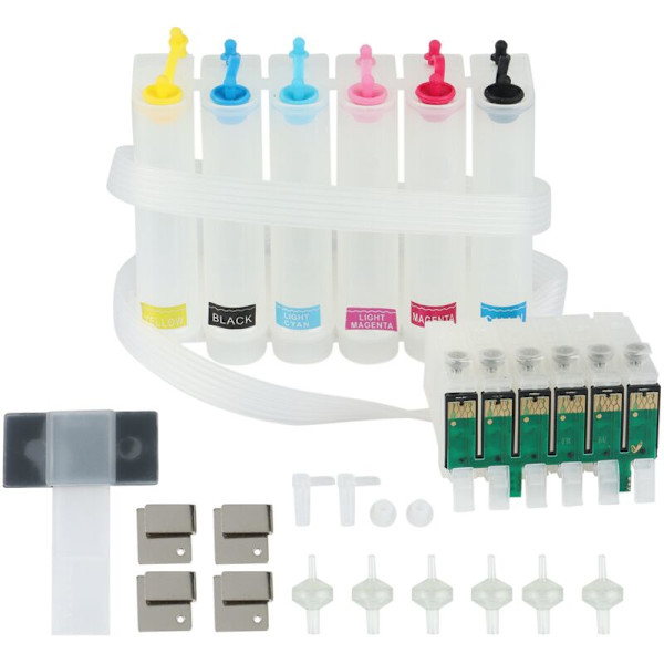 T0791-T0796 Passer til Stylus Photo 1400 PX700W PX800FW P50 PX830FWD Artisan 1430 CISS Blækforsyningssystem