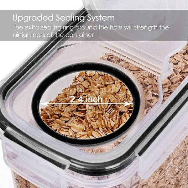 Sett med 4 frokostblandingsbeholdere, 2,5L lufttette PP-beholdere for frokostblandinger, snacks og sukker