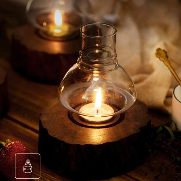Käsityönä valmistettu luonnonpuinen kynttilänjalka romanttinen koriste kynttiläillalliselle sopii huoneen sisustukseen 2