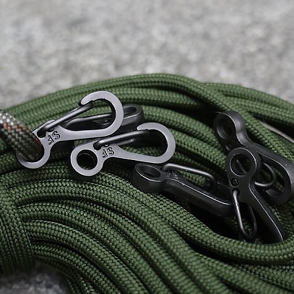 10 st/förpackning Mini SF Fjäder Ryggsäckslås Klättring Karabiner EDC Nyckelring Camping Flask Krokar Paracord Överlevnadsutrustning - Svart