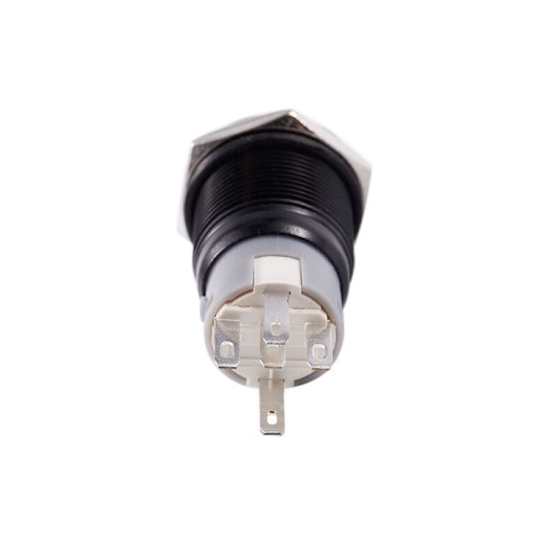 Momentan tryckknappsbrytare 1NO1NC Svart metallskelett med LED-ring Lämplig för 19 mm 3/4 tum hål 110V Ljusgrön