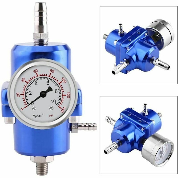 Bränsletrycksregulator, Bränsletrycksregulatormätare Slangset 0-140 psi Justerbar (Blå)