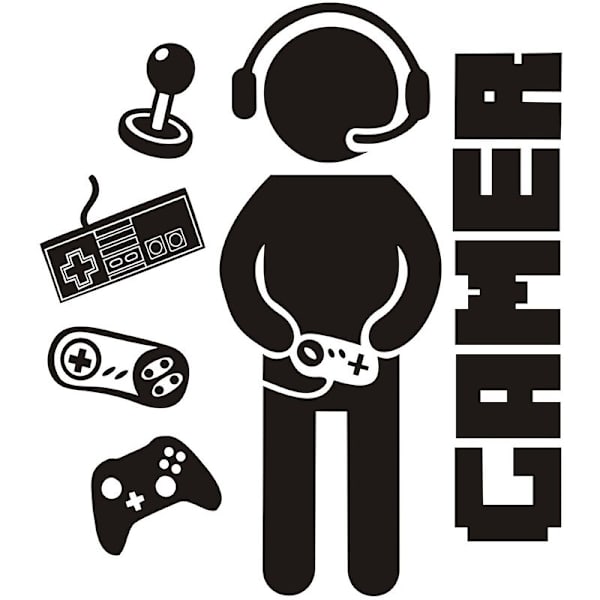 Gamer-klistremerker for gutterom, klistremerker for barnerom, gutterom, lekerom, veggdekor