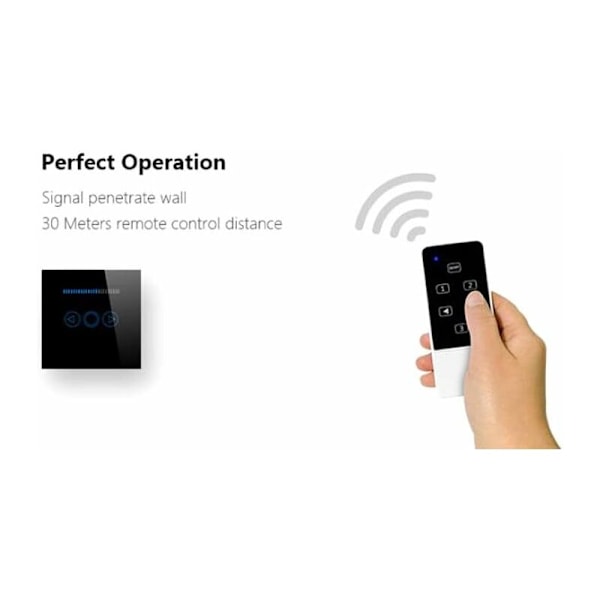 Touch-dimmerströmbrytare med kristallglasfjärrkontroll - Smart strömbrytare, trådlös fjärrkontroll för smart strömbrytare, beröringsdimmande LED-strömbrytare, härdat glas