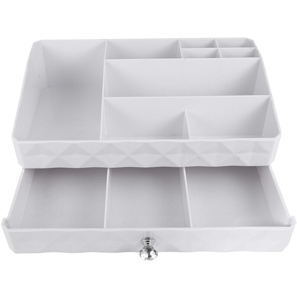 Make Up Organizer Kosmetisk Etui til Skuffer Kosmetisk Organizer Opbevaringsboks Støvtæt Opbevaringsholder Kosmetisk Bordbeholder Hvid