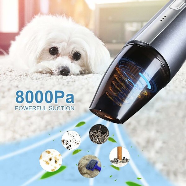 Kordløs håndstøvsuger - 8000PA - 120W Effekt - USB-oppladbar