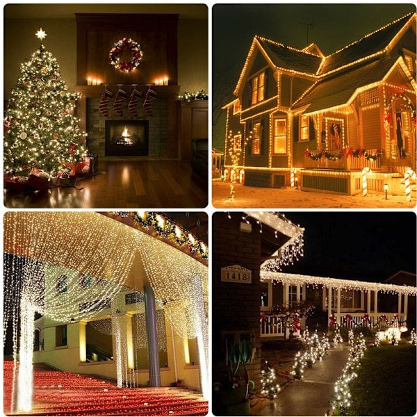 200 LED-ljusslinga för jul, ALED LIGHT Varmt vitt LED-ljusslinga IP65 Vattentät Koppartråd med lampkedja Utomhus/Inomhus Dekoration för fest Ga