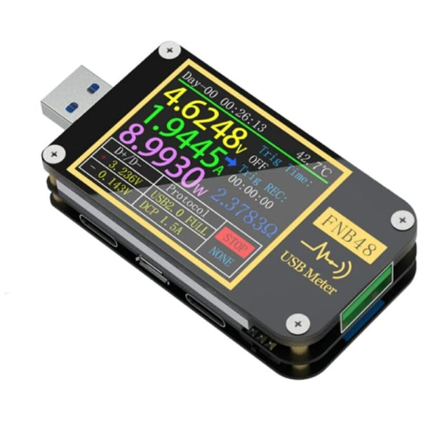 FNB48 Höghastighetskapacitetsdetektor Voltmeter Amperemeter LCD-skärm Bärbar multifunktionell USB testare