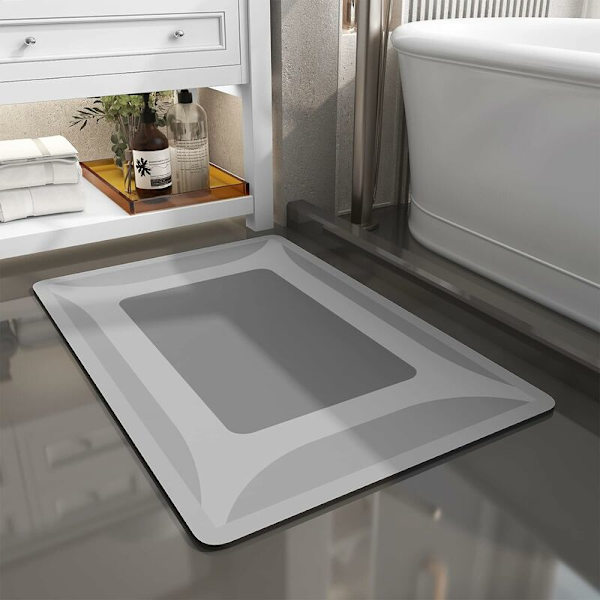 Bademåtte - Absorberende hurtigtørrende bademåtte med gummibagside, tynd, passer under dør, bademåtte, vaskemåtte, brusemåtte, 17\" x 27,5\"
