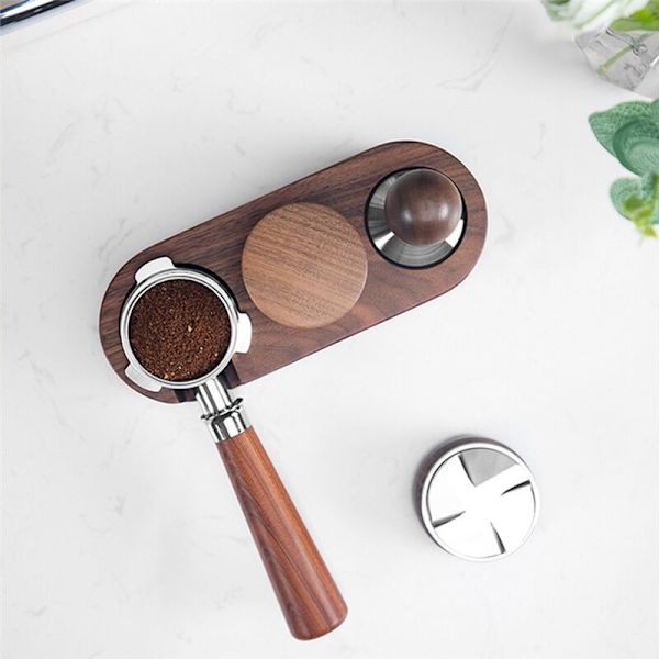 53mm rustfritt stål kaffeklut pulverapparat Treblads kaffemaskin Huanghuali sklisikker presspulverapparat