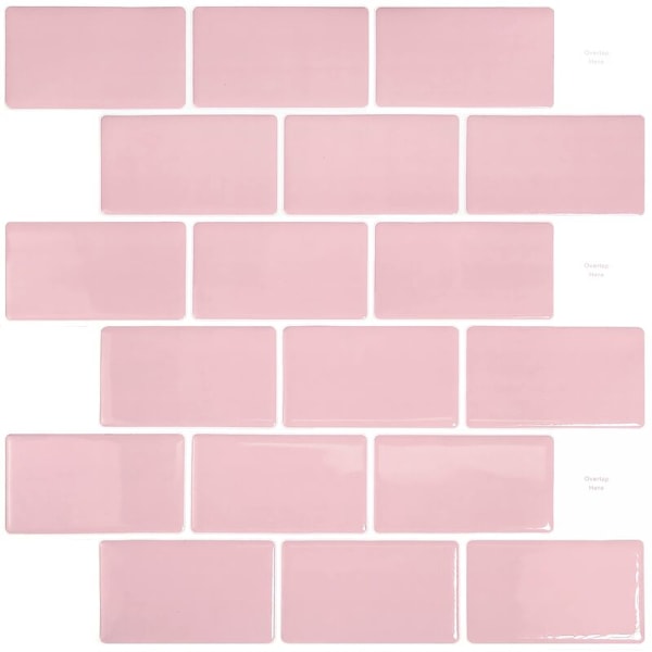 10 st, självhäftande kakel tunnelbana rosa, självhäftande stänkskydd kök badrum, 3D tegel vinyl självhäftande papper, 30,5x30,5cm