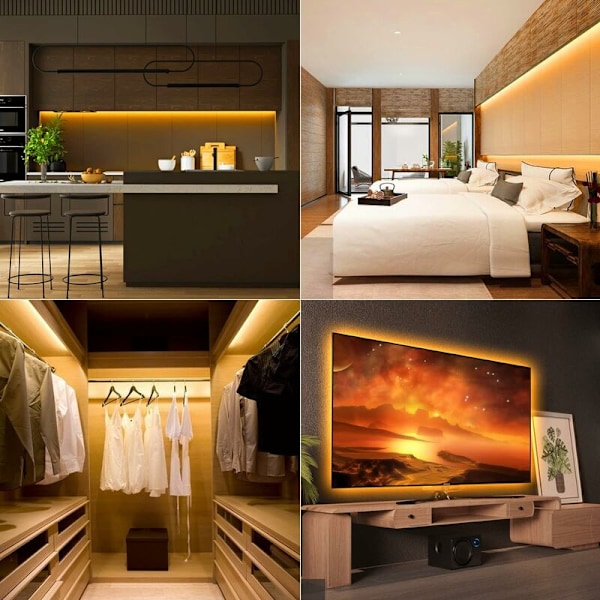 COB TV LED-stribe 3m, 12V USB Dimmer COB Lysstribe 3000K Varmt Hvid TV Baggrundsbelysning CRI90+ 1440LEDs LED Lineær Lys til TV Baggrundsbelysning PC Soveværelse Køkken