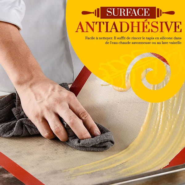 Bakematte - 1 Gjenbrukbar, Ikke-Klebbende Silikonmatte - Ovn- og Mikrobølgeovnsikker, Oppvaskmaskinsikker - BPA-Fri og Miljøvennlig - Ideell for Baking: 42x29,5cm